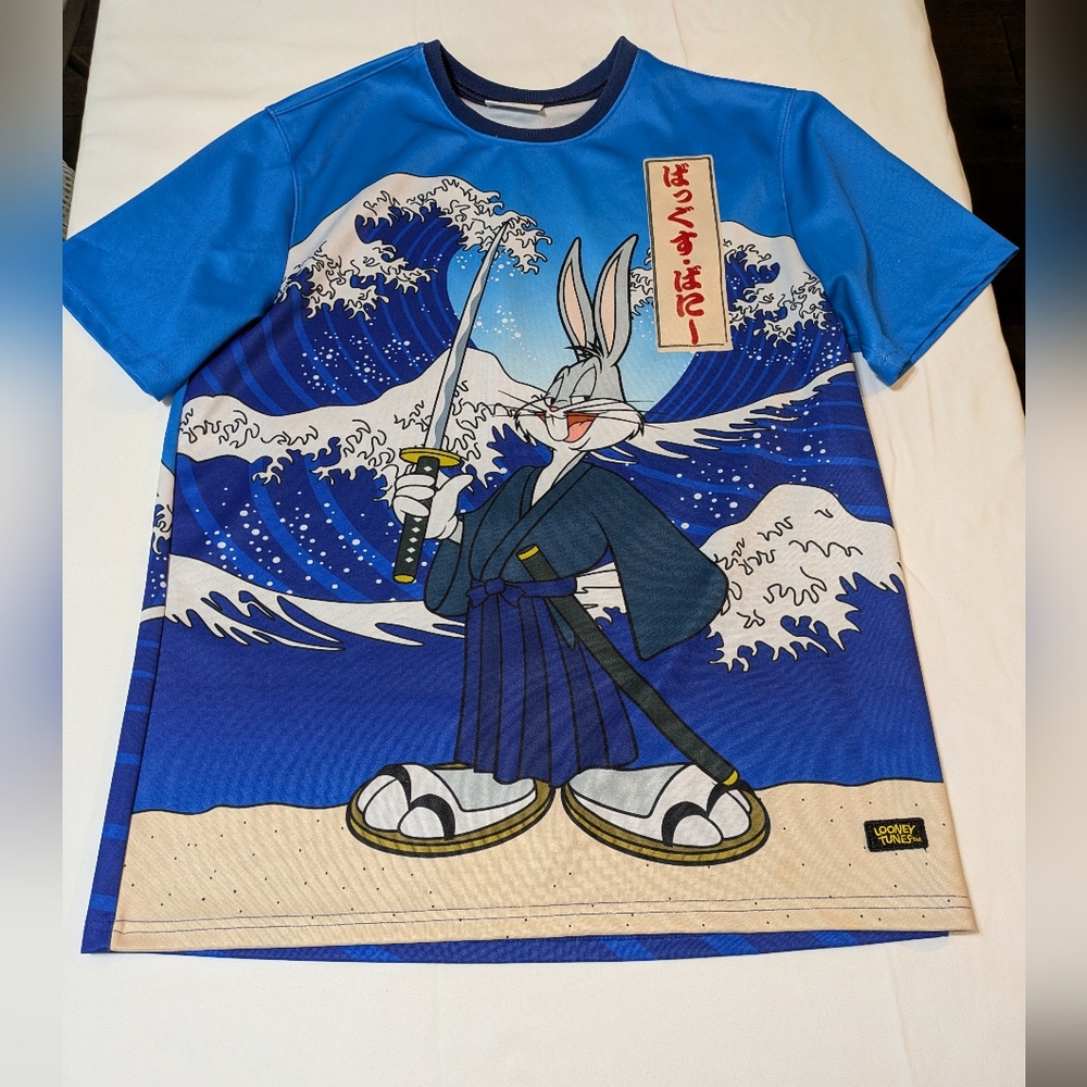 Warner Bros. Blue Bugs Bunny Samurai Jersey Shirt Rare Find